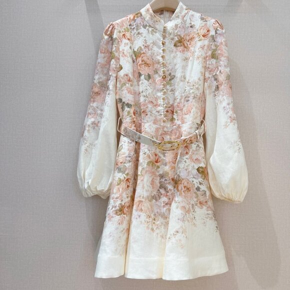 Zimmermann Floral Linen Belted Minidress - Picture 3 of 12